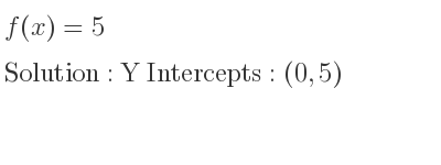 The f(x)=5 is Y Intercepts: (0,5)